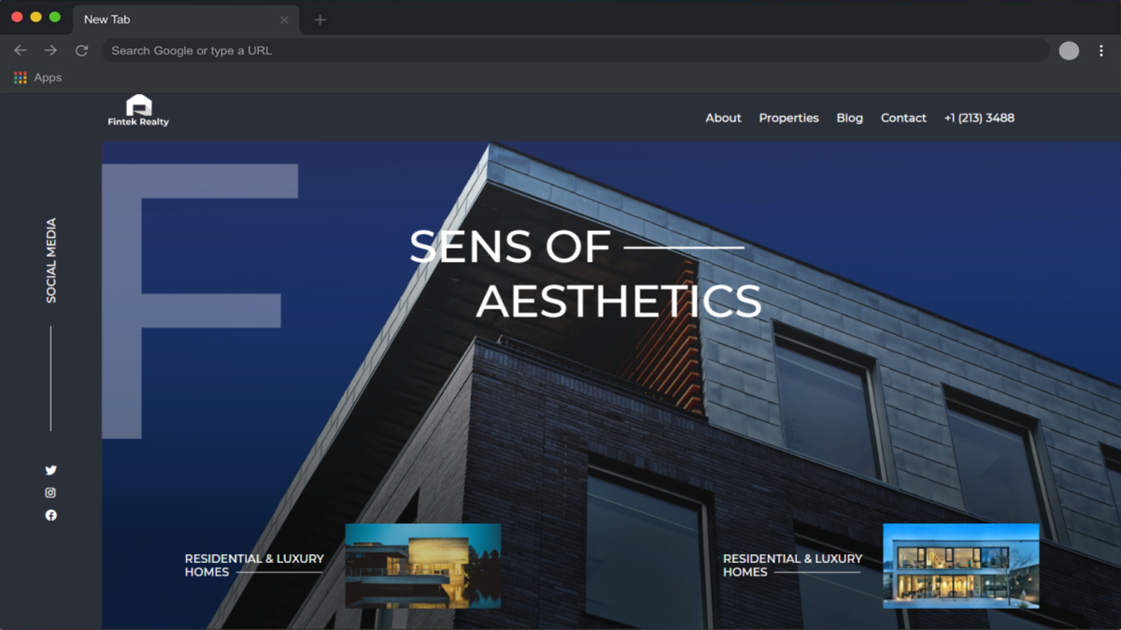 Fintek Realty website showcase in browser